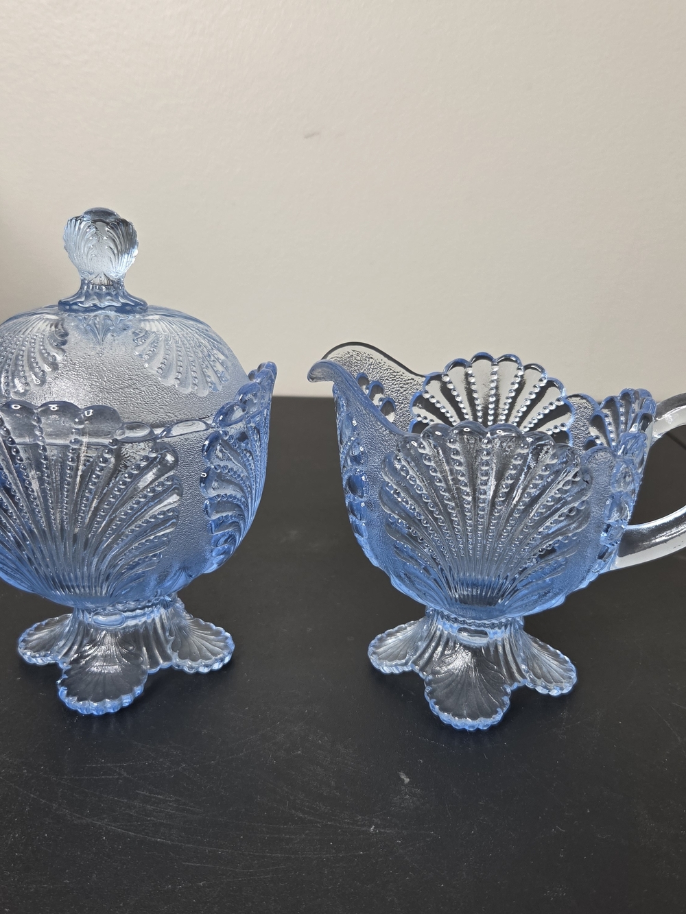 Vintage Cambridge Glass Company Footed Creamer & Covered Sugar Bowl Set